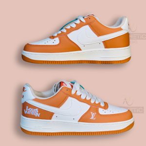 Nike Air Force 1 x Louis Vuitton Orange Casual Sneakers For Men